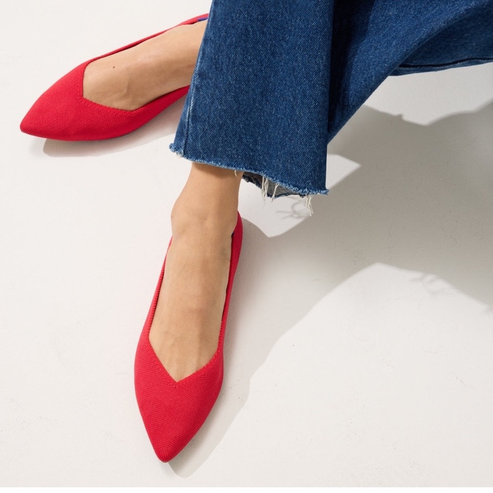 Perfect condition: Red Pointed Toe Rothy’s Flats